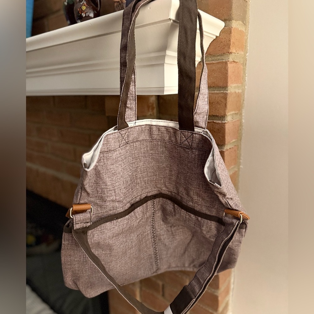Thirty-One Retro Metro Fold-Over Bag – Mocha Crosshatch